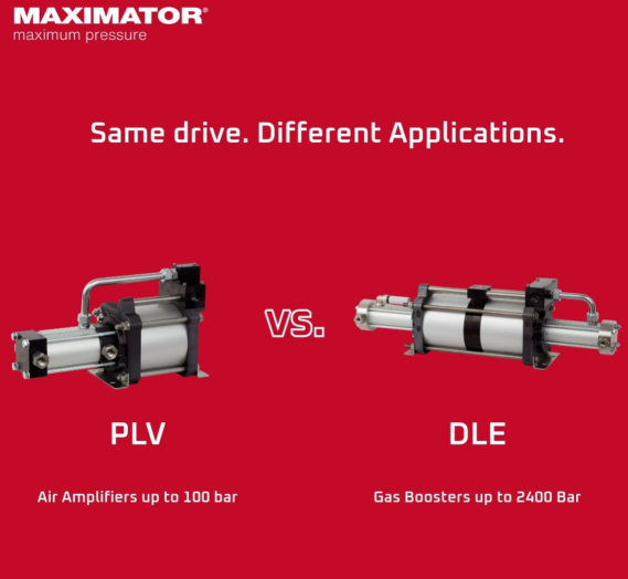 Maximator DLE 气体增压器与 PLV 空气增压器对比